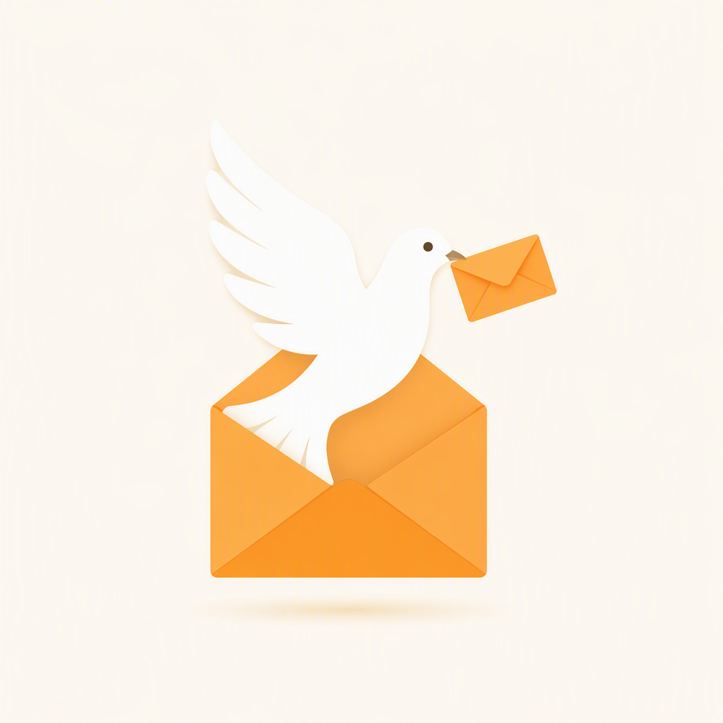 DoveHi — a white dove carrying your mail, flying out of an open envelope